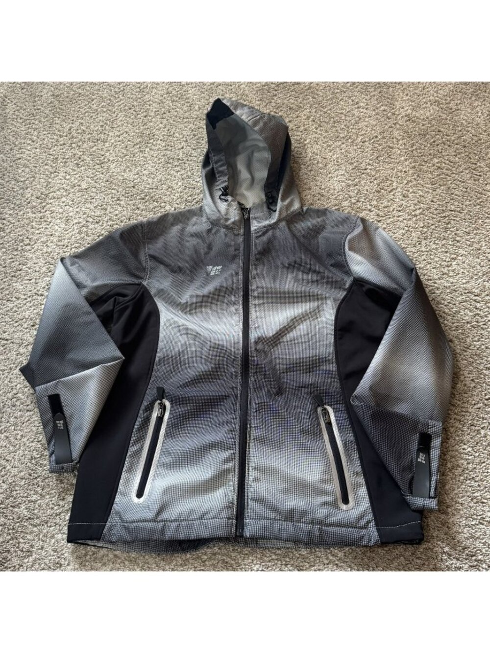 Mossi Activewear Jacket Men's XL Gray Full Zip Hooded Soft Shell Windbreaker